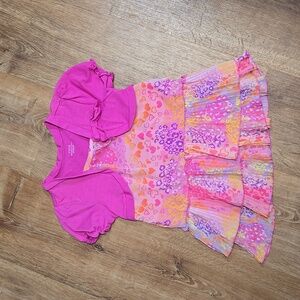 Piper 6/6x Multicolored Attach Shrug Hearts & Leopard Printed Dress